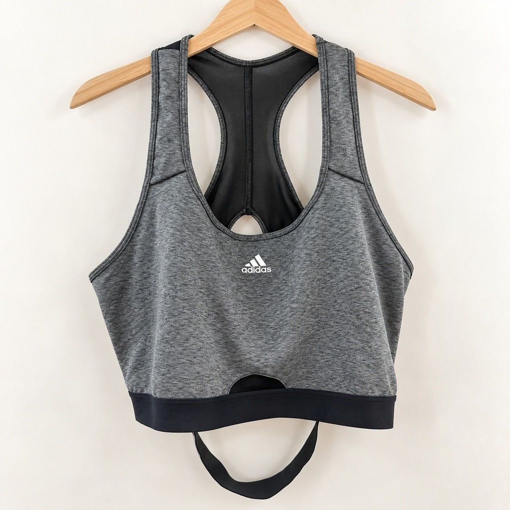 Adidas Athleisure Sports Bra Women M Grey Gymcore Sporty Minimalist Activewear